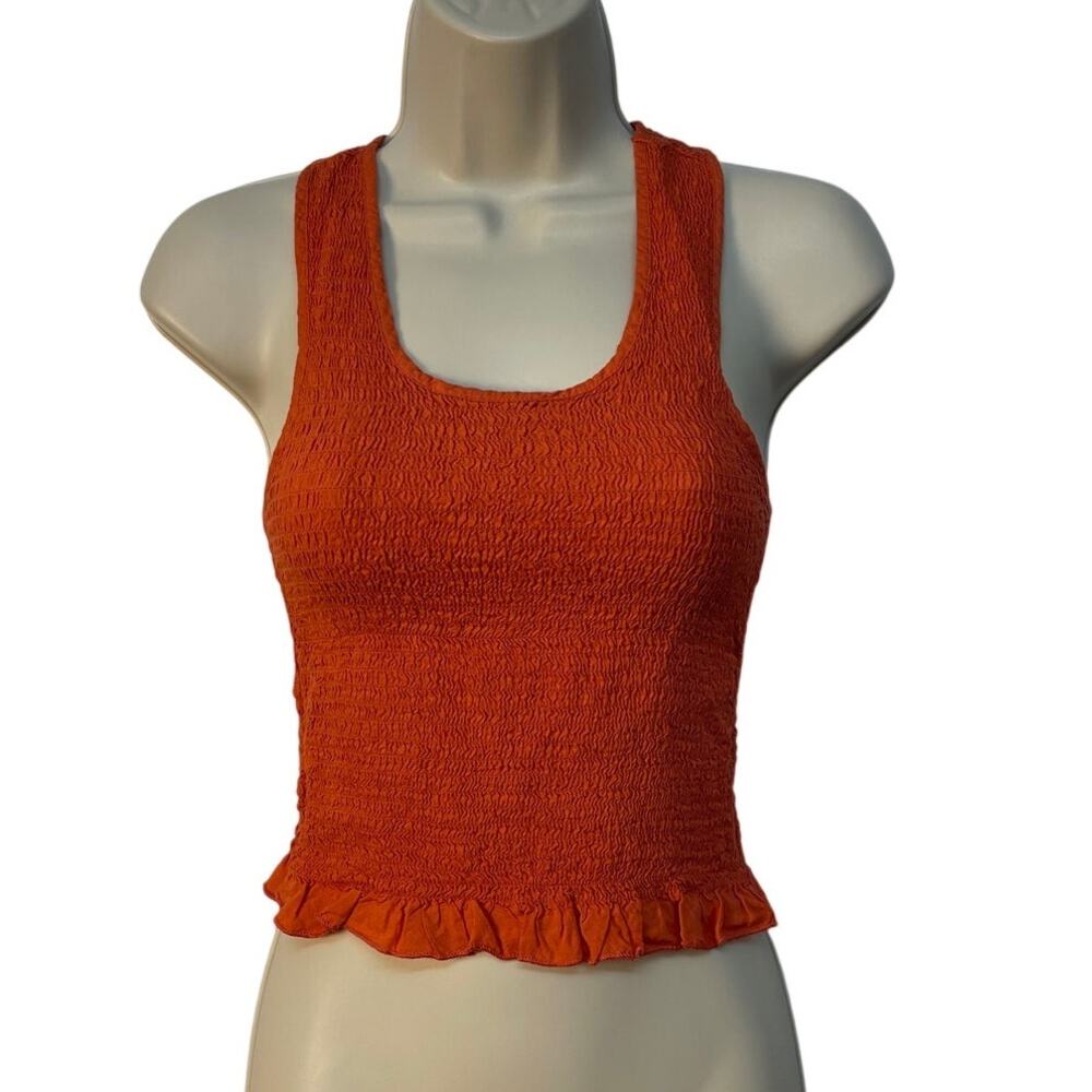 Japna Women's Ruched Stretchy Racerback‎ Tank Top Color Orange Size M